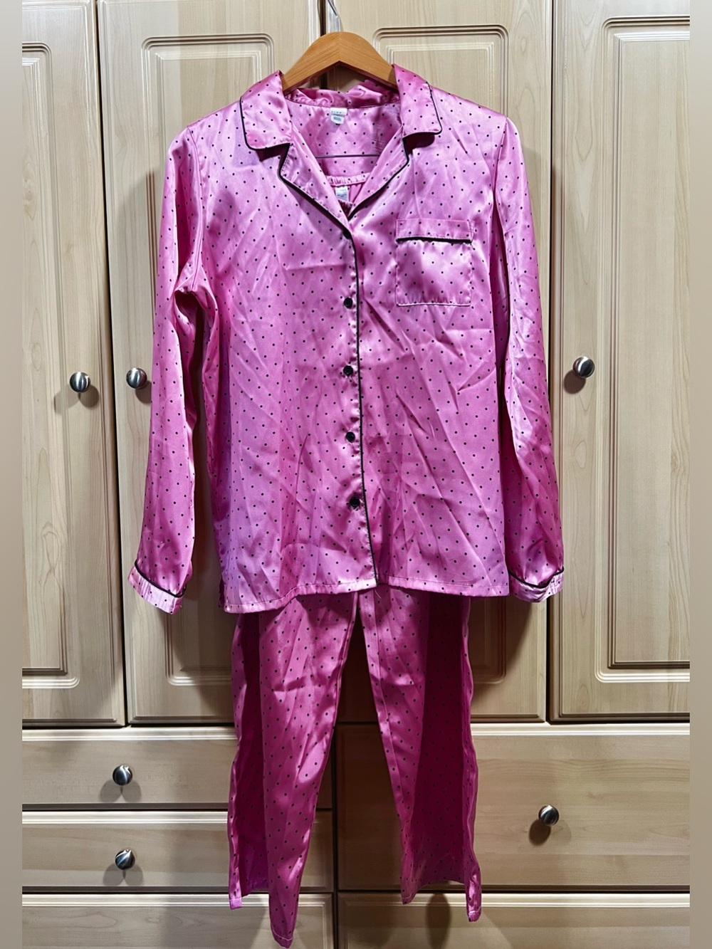 PINK Victoria's Secret Pink Satin Polka Dot Pajama Set